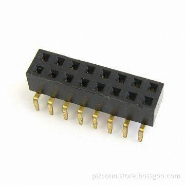 PCB Connector Female Header with 2.54mm Pitch, Straight DIP Type, and Single/Double Row